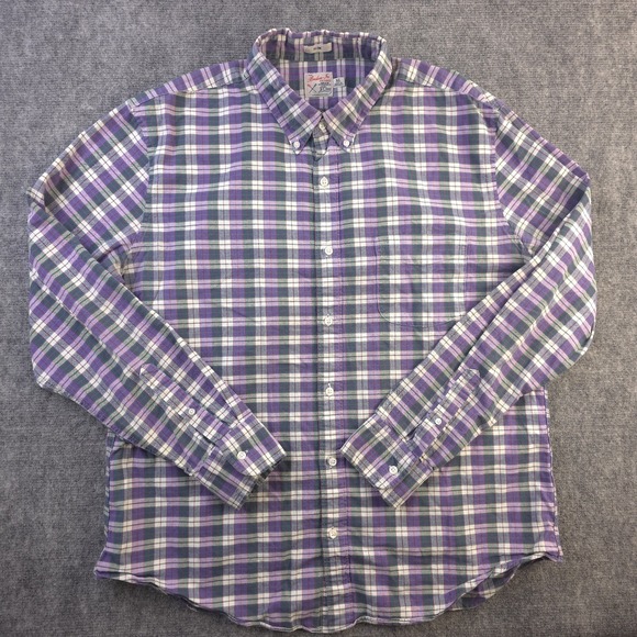 J Crew Broken In Oxford Shirt XL Slim Fit Purple Green Check Long Sleeve Button - Picture 1 of 8